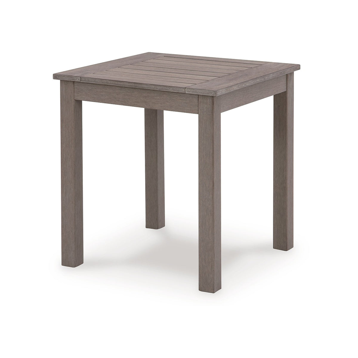 Karo 24 Inch Outdoor Side End Table, Slatted Top, Modern Style, Taupe Brown - BM315973