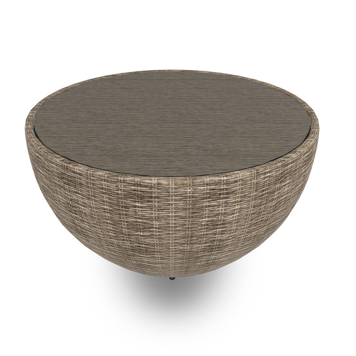 36 Inch Outdoor Coffee Table, Curved, Handwoven Resin Wicker, Beige Finish - BM315974