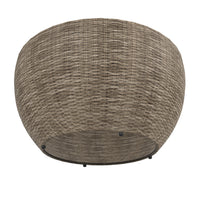 36 Inch Outdoor Coffee Table, Curved, Handwoven Resin Wicker, Beige Finish - BM315974