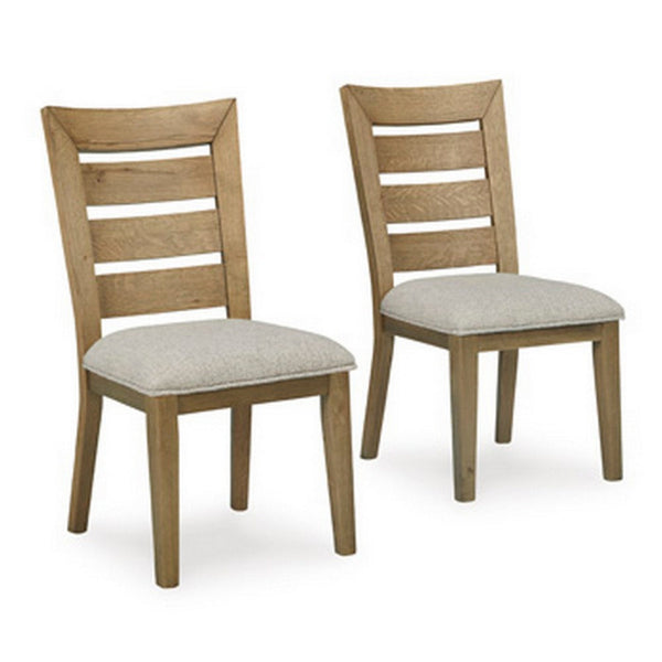 Sili 24 Inch Dining Chair Set of 2, Cushioned, Curved Ladder Back, Brown - BM315980