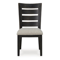 Sili 24 Inch Dining Chair Set of 2, Cushioned, Ladder Back, Black, Gray - BM315981