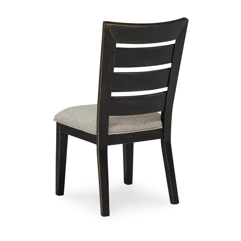 Sili 24 Inch Dining Chair Set of 2, Cushioned, Ladder Back, Black, Gray - BM315981