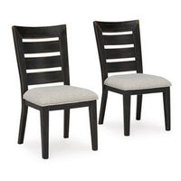 Sili 24 Inch Dining Chair Set of 2, Cushioned, Ladder Back, Black, Gray - BM315981