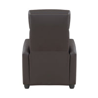 Jiana 35 Inch Push Back Recliner Chair, Brown Faux Leather, Solid Wood - BM315991