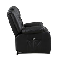 Carry 39 Inch Power Lift Recliner Chair, Black Faux Leather, Solid Wood - BM315997