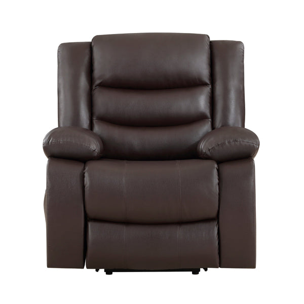 Carry 39 Inch Power Lift Recliner Chair, Solid Wood Dark Brown Faux Leather - BM315998