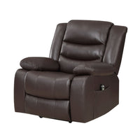 Carry 39 Inch Power Lift Recliner Chair, Solid Wood Dark Brown Faux Leather - BM315998