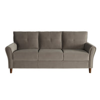 Sarah 80 Inch Sofa, Brown Velvet, Stitch Tufting, Reversible Cushions - BM316018