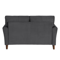 Sarah 57 Inch Loveseat, Gray Velvet, Stitch Tufting, Reversible Cushions - BM316021