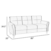 Sarah 80 Inch Sofa, Gray Velvet, Stitch Tufting, Reversible Cushions - BM316022