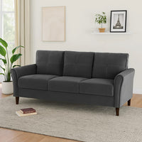Sarah 80 Inch Sofa, Gray Velvet, Stitch Tufting, Reversible Cushions - BM316022