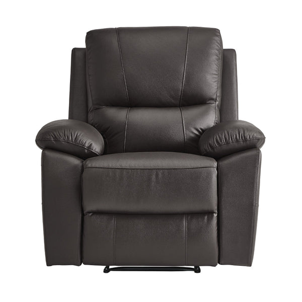 Drake 39 Inch Manual Recliner Chair, Soft Brown Faux Leather, Solid Wood - BM316040