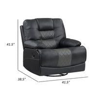 Liam 39 Inch Manual Swivel Glider Recliner Chair, Gray Faux Leather, Wood - BM316041