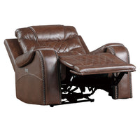 Paul 38 Inch Power Swivel Glider Recliner Chair, USB, Brown Faux Leather - BM316053