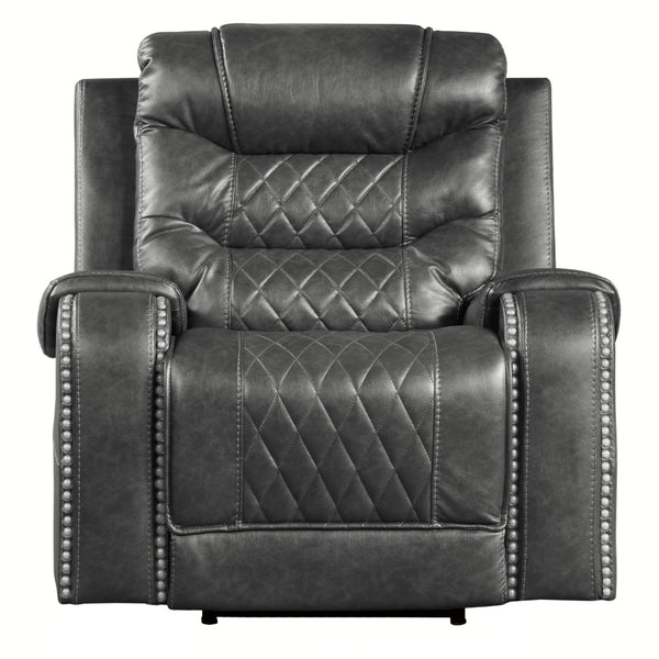 Paul 38 Inch Power Swivel Glider Recliner Chair, USB, Gray Faux Leather - BM316054