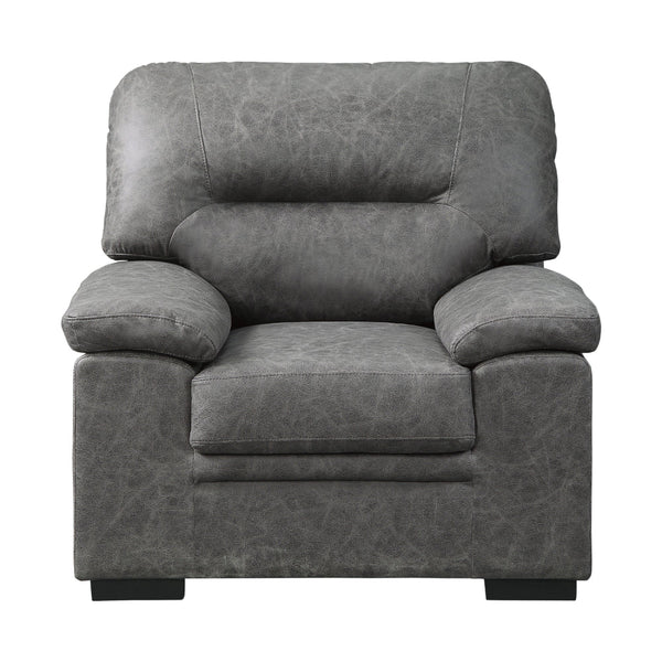Gian 36 Inch Accent Chair, Soft Dark Gray Microfiber, Pillow Top Armrests - BM316062
