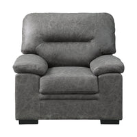 Gian 36 Inch Accent Chair, Soft Dark Gray Microfiber, Pillow Top Armrests - BM316062