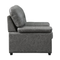 Gian 36 Inch Accent Chair, Soft Dark Gray Microfiber, Pillow Top Armrests - BM316062