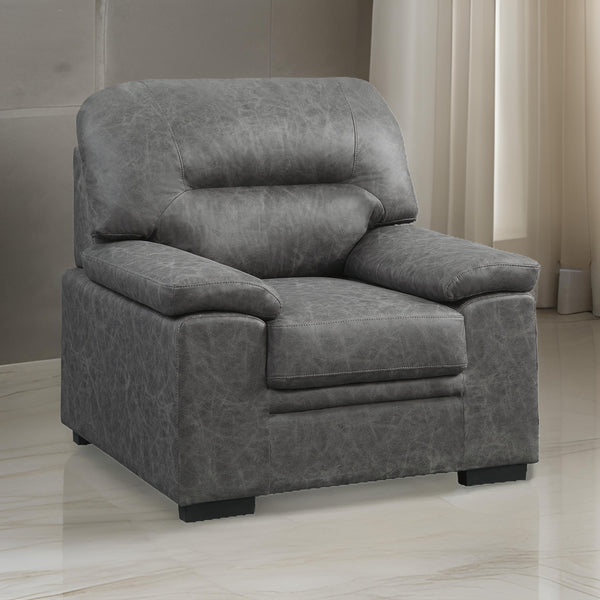 Gian 36 Inch Accent Chair, Soft Dark Gray Microfiber, Pillow Top Armrests - BM316062