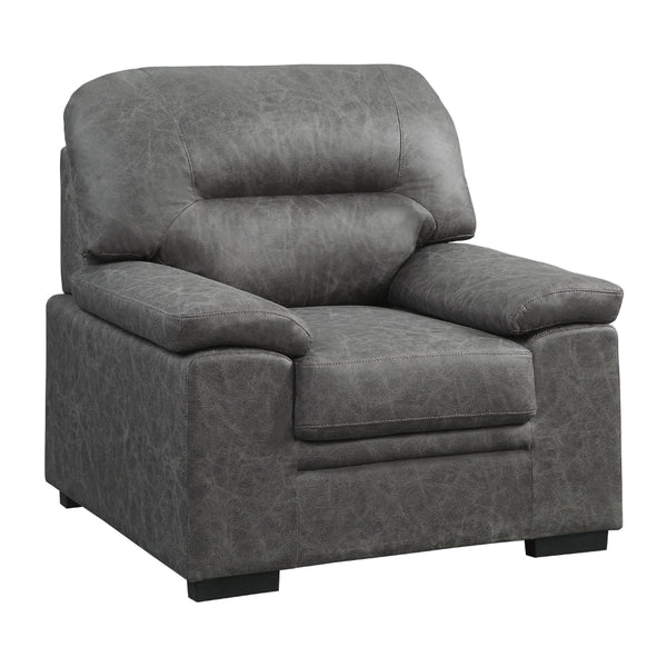 Gian 36 Inch Accent Chair, Soft Dark Gray Microfiber, Pillow Top Armrests - BM316062