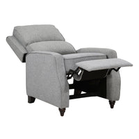 Isac 37 Inch Push Back Recliner Chair, Gray Polyester, Brown Solid Wood  - BM316067