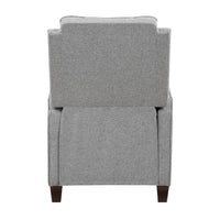 Isac 37 Inch Push Back Recliner Chair, Gray Polyester, Brown Solid Wood  - BM316067