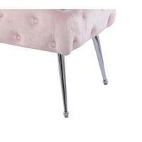 Rey 48 Inch Accent Bench, Tufted Pink Velvet Upholstery Padded Seat, Chrome - BM316069