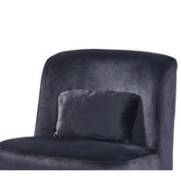 Suma 25 Inch Slipper Accent Chair with Pillow, Black Velvet Upholstery - BM316070