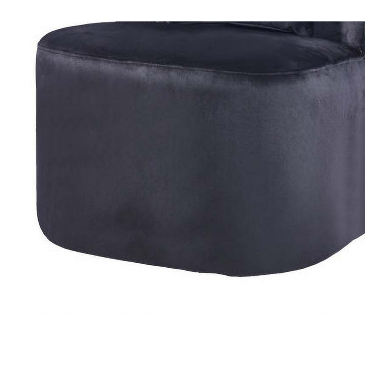 Suma 25 Inch Slipper Accent Chair with Pillow, Black Velvet Upholstery - BM316070