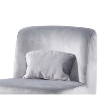 Suma 25 Inch Slipper Accent Chair with Pillow, Gray Velvet Upholstery - BM316071