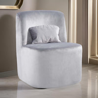 Suma 25 Inch Slipper Accent Chair with Pillow, Gray Velvet Upholstery - BM316071