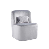 Suma 25 Inch Slipper Accent Chair with Pillow, Gray Velvet Upholstery - BM316071