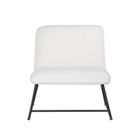 Ciao 26 Inch Accent Armless Chair, Soft Ivory Teddy Upholstery, Black Steel - BM316073