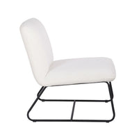 Ciao 26 Inch Accent Armless Chair, Soft Ivory Teddy Upholstery, Black Steel - BM316073