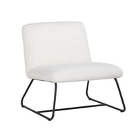 Ciao 26 Inch Accent Armless Chair, Soft Ivory Teddy Upholstery, Black Steel - BM316073