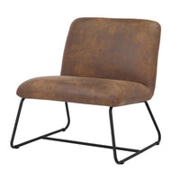 Ciao 26 Inch Accent Armless Chair, Saddle Brown Palomino Upholstery, Black - BM316074