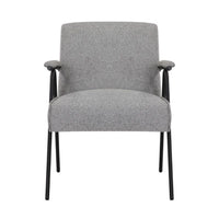 Kia 25 Inch Modern Armchair, Plush Gray Woven Fabric Upholstery, Black - BM316079