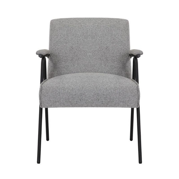 Kia 25 Inch Modern Armchair, Plush Gray Woven Fabric Upholstery, Black - BM316079