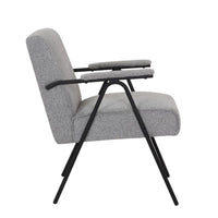 Kia 25 Inch Modern Armchair, Plush Gray Woven Fabric Upholstery, Black - BM316079