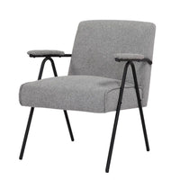 Kia 25 Inch Modern Armchair, Plush Gray Woven Fabric Upholstery, Black - BM316079