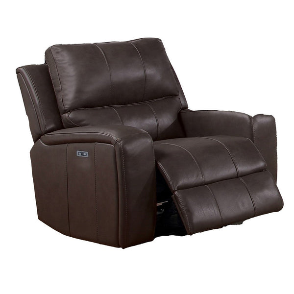 Elle 37 Inch Glider Chair, Manual Recliner, Cushioned, Brown Faux Leather - BM316089