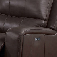 Elle 37 Inch Glider Chair, Manual Recliner, Cushioned, Brown Faux Leather - BM316089