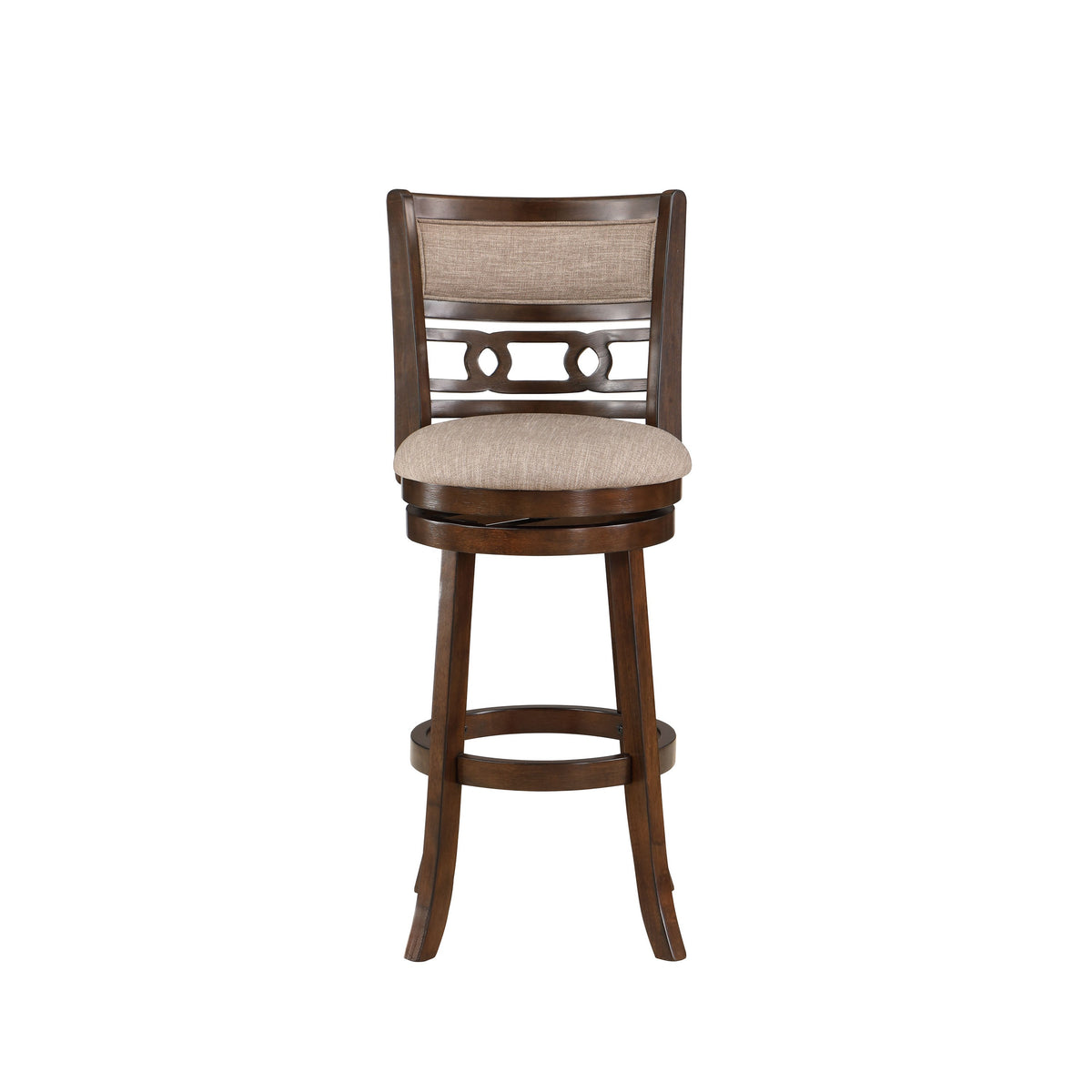 Gary 29 Inch Swivel Barstool, Cushioned Seat and Open Back, Cherry Brown - BM316104