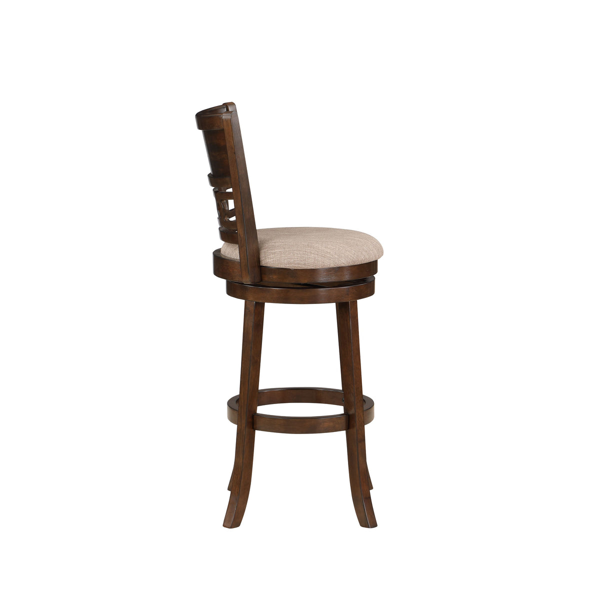 Gary 29 Inch Swivel Barstool, Cushioned Seat and Open Back, Cherry Brown - BM316104