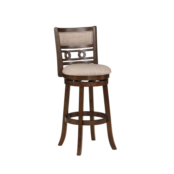 Gary 29 Inch Swivel Barstool, Cushioned Seat and Open Back, Cherry Brown - BM316104