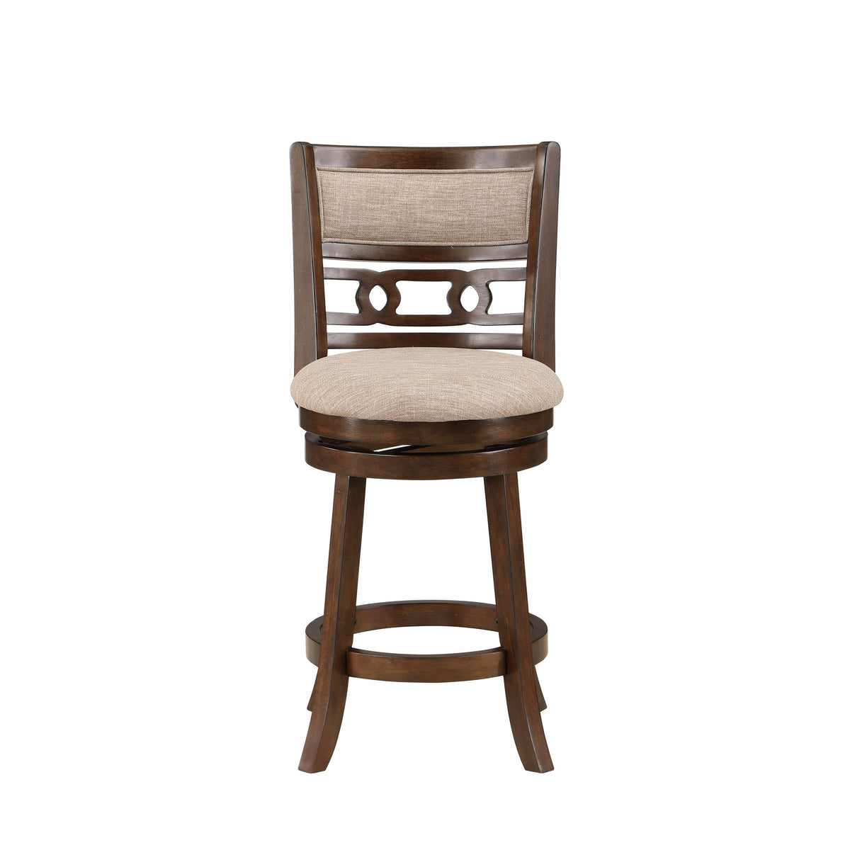 Gary 24 Inch Swivel Counter Stool, Cushioned Seat, Open Back, Cherry Brown - BM316105