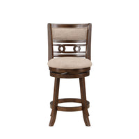 Gary 24 Inch Swivel Counter Stool, Cushioned Seat, Open Back, Cherry Brown - BM316105