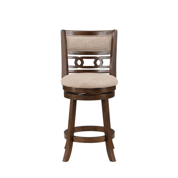 Gary 24 Inch Swivel Counter Stool, Cushioned Seat, Open Back, Cherry Brown - BM316105