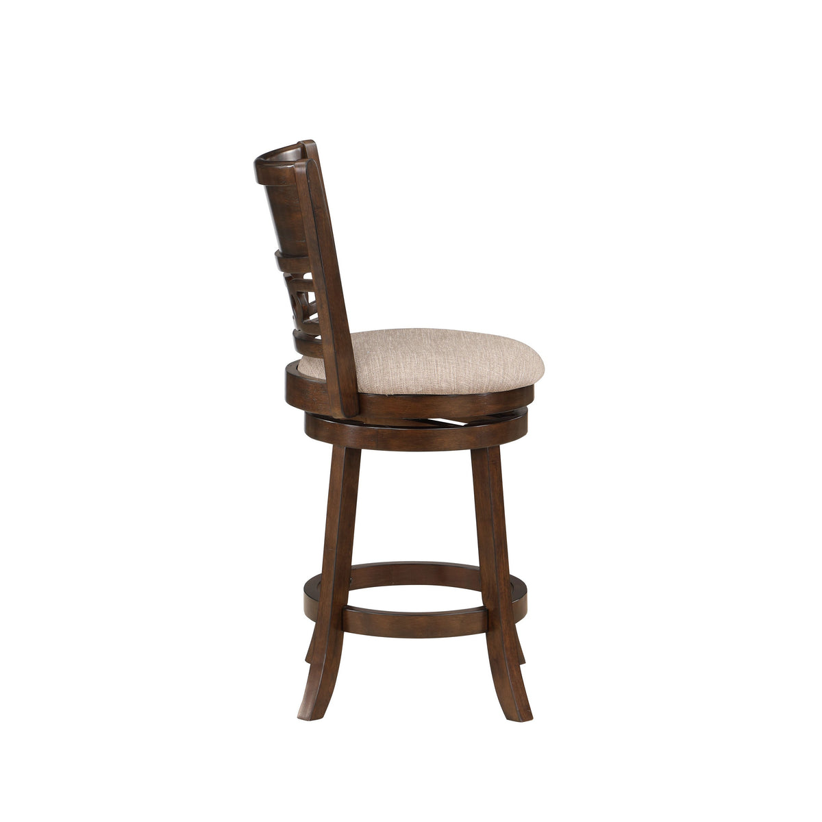 Gary 24 Inch Swivel Counter Stool, Cushioned Seat, Open Back, Cherry Brown - BM316105