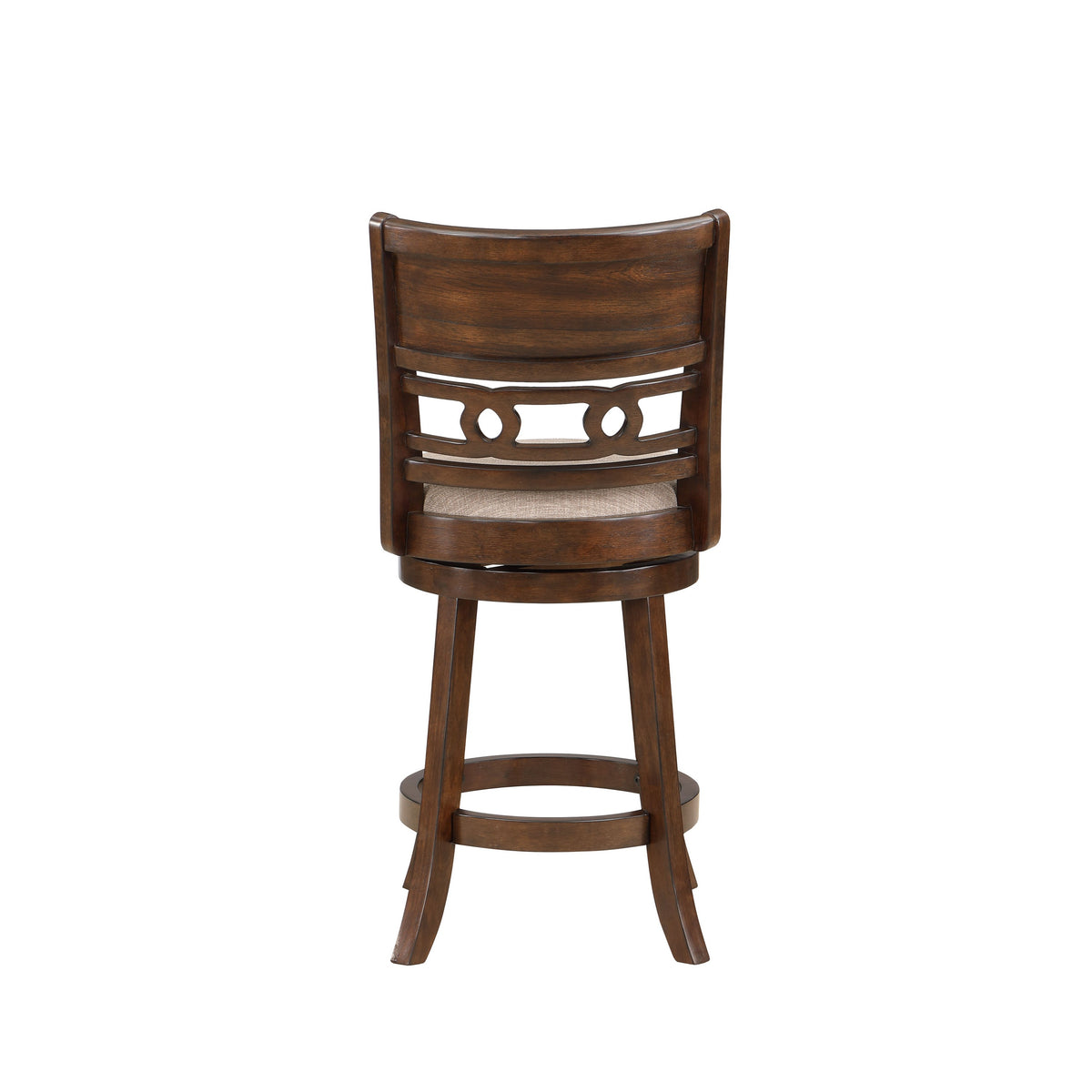 Gary 24 Inch Swivel Counter Stool, Cushioned Seat, Open Back, Cherry Brown - BM316105